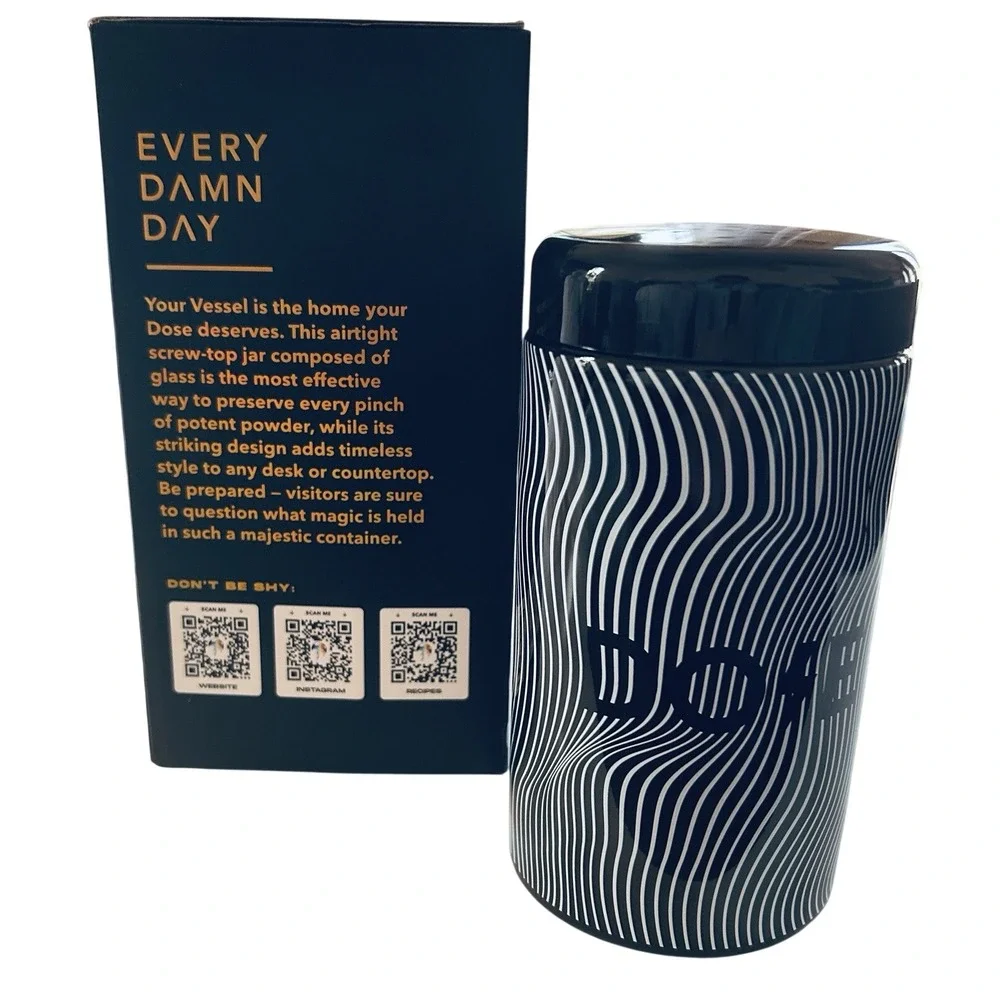 Everyday Dose Coffee‎ Majestic Mushroom Glass Vessel Stash Jar w/Lid NIB